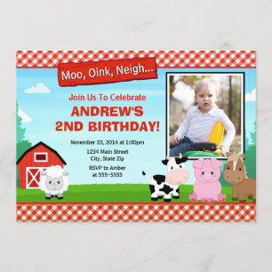 Barnyard Farm Birthday Inbjudan