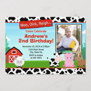 Barnyard Farm Birthday-inbjudan Inbjudningar