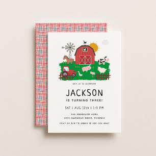 Barnyard Farm Theme Birthday Inbjudningar