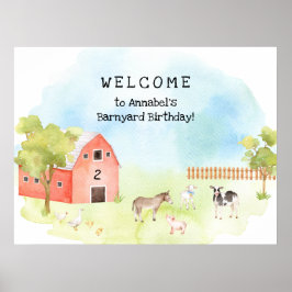 Barnyard Födelsedagsfest baby djur välkomsttecken Poster