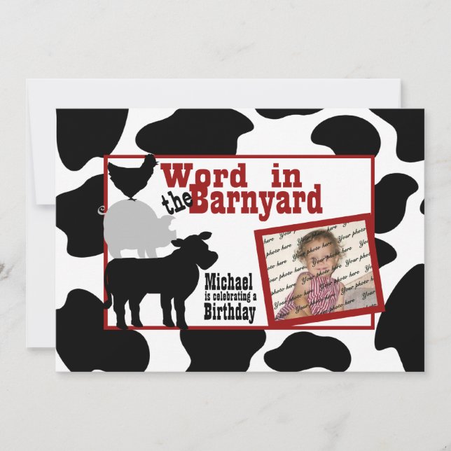 Barnyard Födelsedagsfest med Photo Inbjudningar (Framsida)
