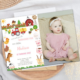 Barnyard-födelsedagsinbjudningar med foto inbjudningar