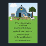 Barnyard Friends, Grönt, födelsedagsinbjudan Inbjudningar<br><div class="desc">En roligt födelsedagsfest inbjudan med barnyardtema.  Utformningen har en blå ladugård och barnyarddjur i bakgrunden av grönten.  Enkel att anpassa med information om din aktivitet.  Bjud in kom med vita kuvert och ditt val av papprare.  Grafik - http://www.delightful-doodles.com/</div>