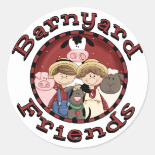 Barnyard Friends Tshirts och Gifts Runt Klistermärke