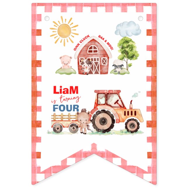 Barnyard Fun Any Age Birthday Vimplar (Första flaggan)