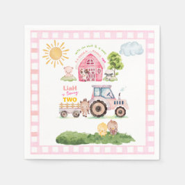 Barnyard Fun Pink 2nd Birthday  Pappersservett