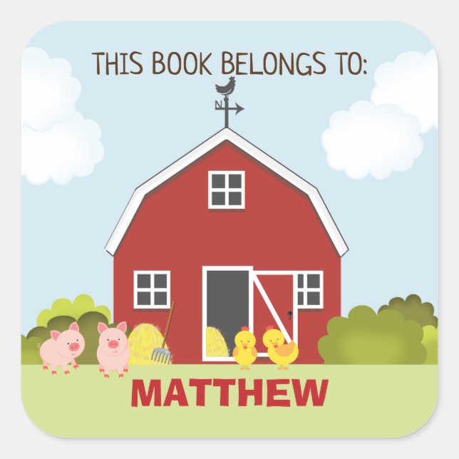 Barnyard Fyrkantigt Klistermärke (Framsida)