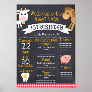 Barnyard Milestones 1:a födelsedag Poster