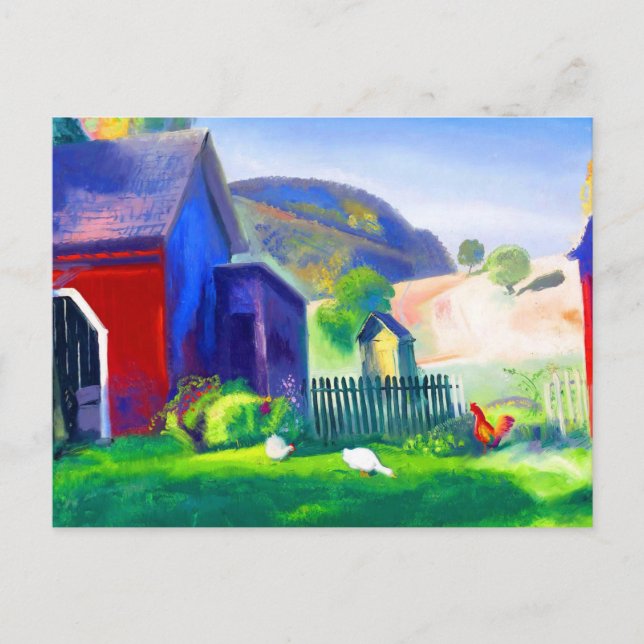 Barnyard och Chickens av George Wesley Bellows Vykort (Framsida)
