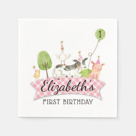 Barnyard Party Napkins, Girls Barnyard Birthday Pappersservett