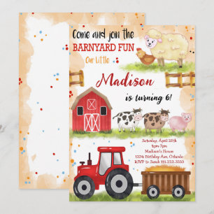 Barnyard Roligt Boskap födelsedagsinbjudan Inbjudningar