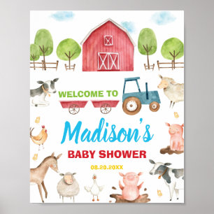 Barnyard Roligt Party Farm Animal Baby Shower Välk Poster