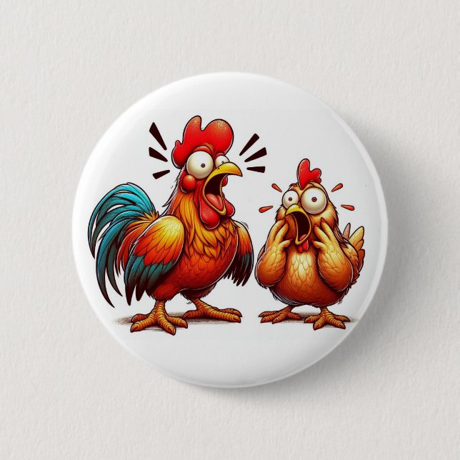 "Barnyard Sparring Chickens" Match Button Knapp (Framsida)