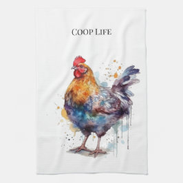 Barnyard Splendor: Watercolor Hen, anpassningsbar Kökshandduk
