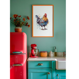 Barnyard Splendor: Watercolor Hen Poster