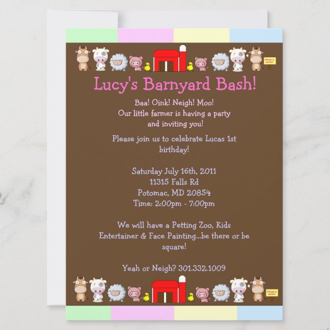 Barnyardvåldsamt slag inbjudningar (Framsida)