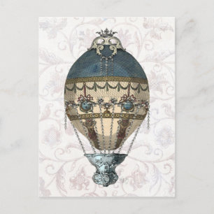 Barock ballong blå och kräm vykort