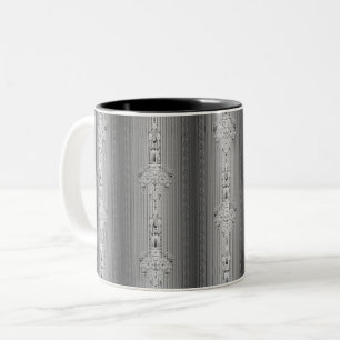 Barock blomster mönster med kant grå kaffekopp