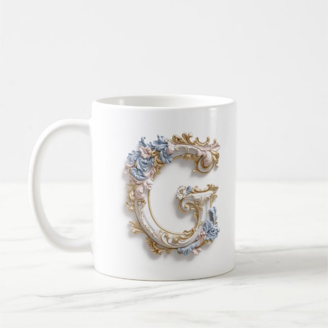 Barock bokstav 'D' mugg för en kaffefurstinna (Vänster)