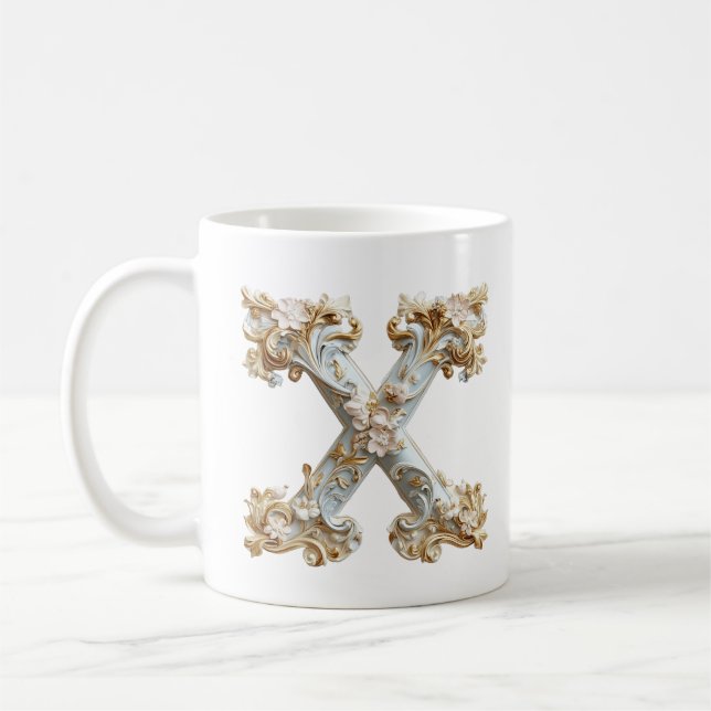 Barock bokstav 'X' mugg för en kaffeprinsessa (Vänster)