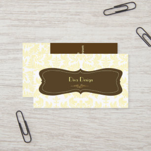 Barock damask i creme/chokladbrun visitkort