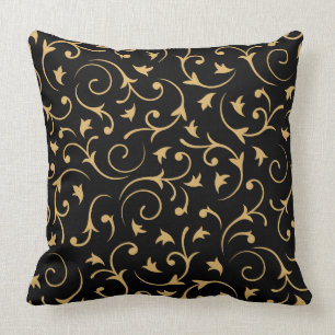 Barock design - guld på svart kudde