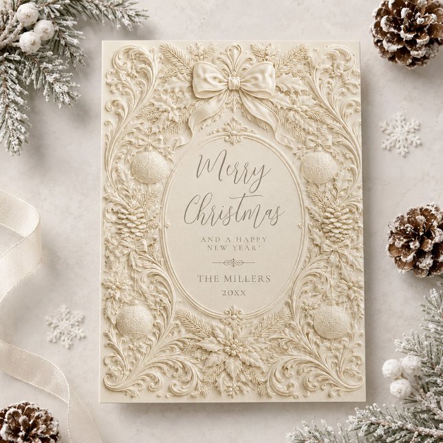 Barock Elegans Julkort med Slinga Inbjudningar (Baroque Elegance Merry Christmas Card)