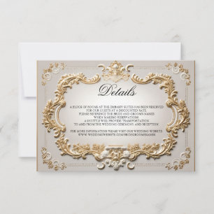Barock Elegant Kalligrafi Skrift Bröllopsdetaljer OSA Kort