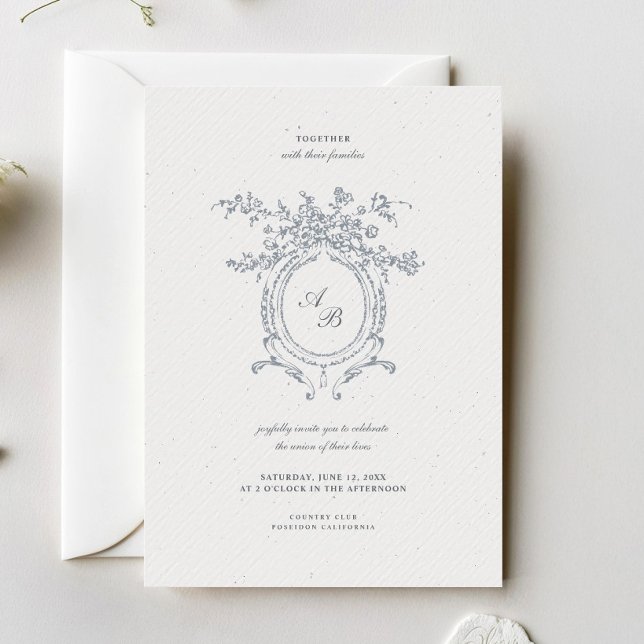 Barock Elegant Vapenmärke Ornament Minimalistisk B Inbjudningar (Skapare uppladdad)