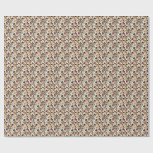 Barock Guld Fleur-de-Lis & Rosor Floral Damast Presentpapper