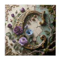 Barock guldpatina Bokstav C Monogram