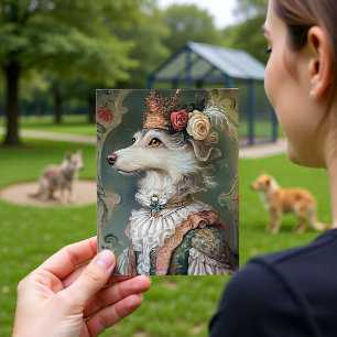 Barock Hund Kunglig Kung Porträtt Design Vykort