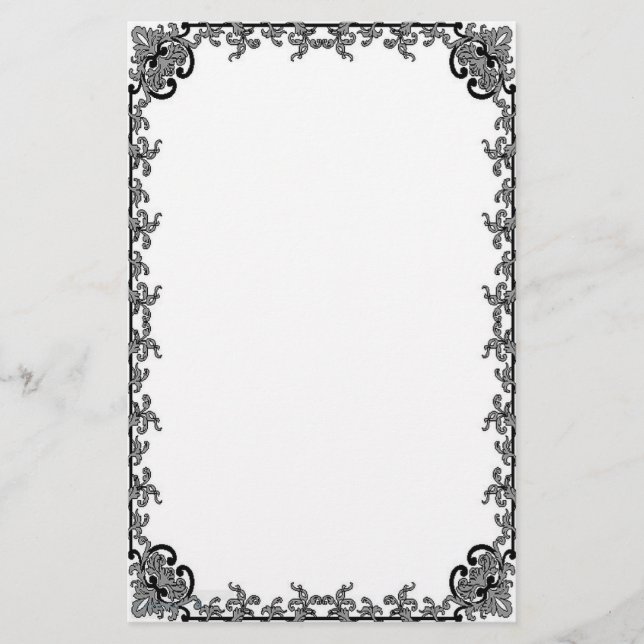 Barock i svart stationärt brevpapper (Framsida)
