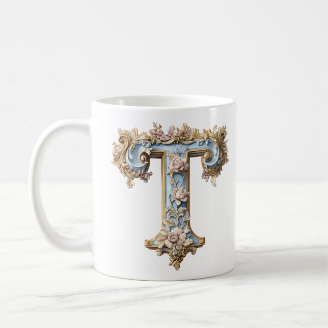 Barock initial 'T' mugg för en kaffepreinsessa (Vänster)