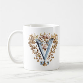 Barock initial 'V' mugg för en kaffeprinsessa