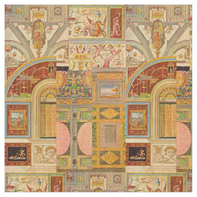 barock italiensk motivcollage tyg (Närbild)