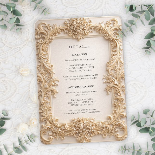 Barock QR-kod Detaljer Bröllopsföljekort Inbjudningar (Baroque QR Code Details Wedding Enclosure Card)