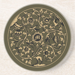 Barock Rokoko Fåglar Djur Blommig Monogram Tryck Underlägg