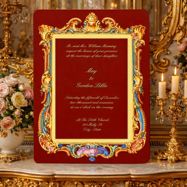 Barock Rokoko Rocaille Louis XV Ram Bröllop Inbjudningar (Skapare uppladdad)