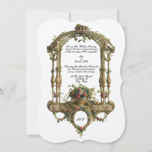 Barock Rokoko Stil Färg Blommig Pergola Bröllop Inbjudningar