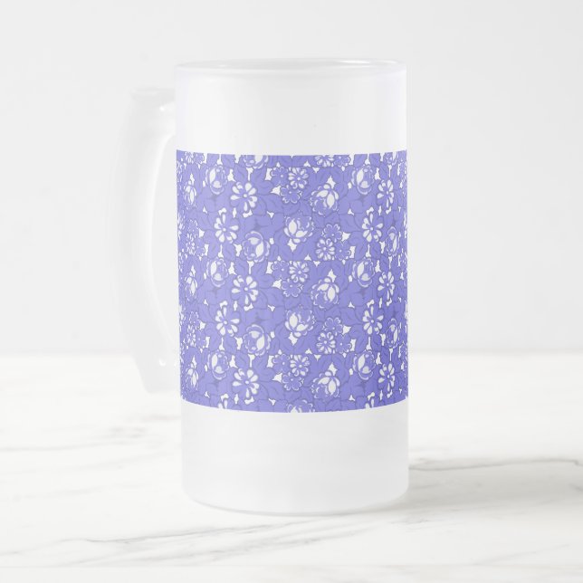 Barock tapet - Blått Blommönster Frostat Ölglas (Framsida vänster)