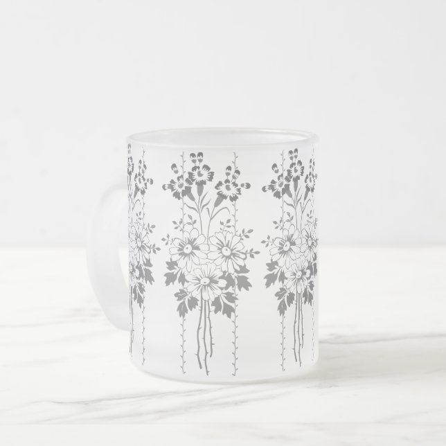 Barock tapet Blomsterbukett grå Frostad Glasmugg (Framsida vänster)