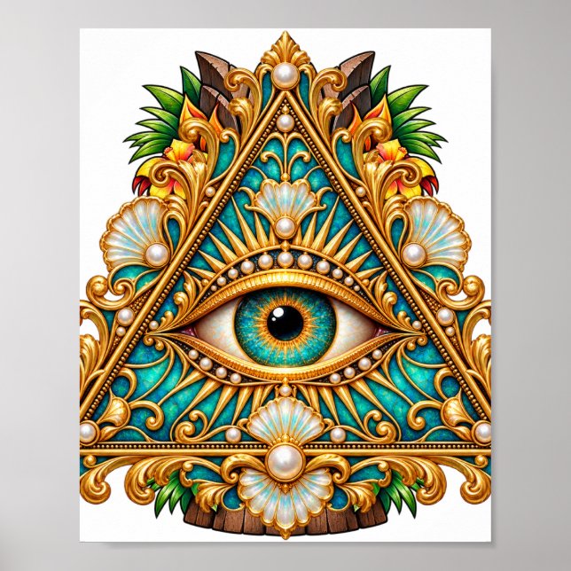 Barock Teal Ögon Affisch (Framsidan)