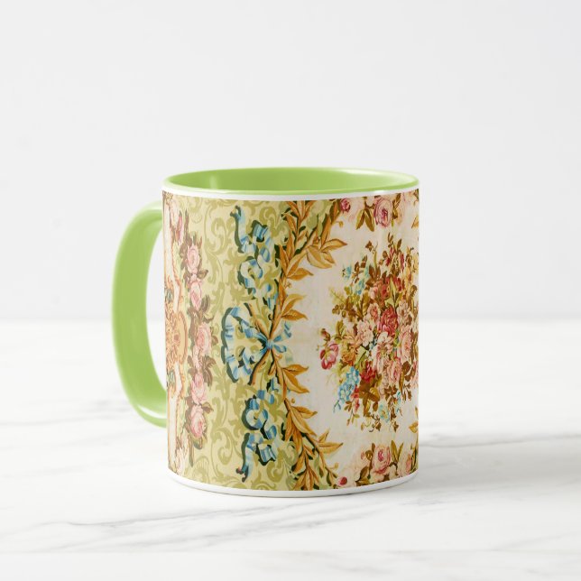 Barock viktoriansk blomsterros fransk tapet mugg (Framsida vänster)