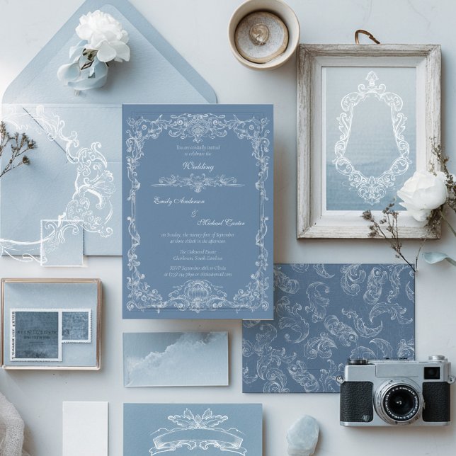 Barock Vintage Damask Bröllop Inbjudningar (Skapare uppladdad)