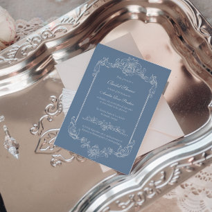 Barock Vintage Damask Bröllopsdusch-inbjudan Inbjudningar