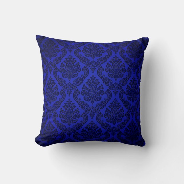 Barock Vintage Damask | koboltblå Kudde (Framsida)