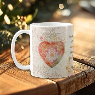 Barocka Blommiga Heliga Hjärtat Familjeärvstück Kaffemugg