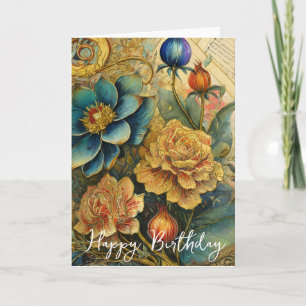 Barocka blommor födelsedag kort