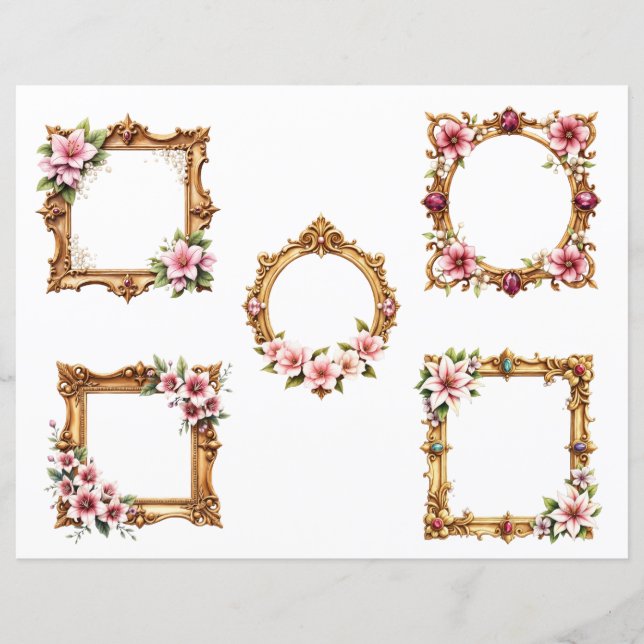 Barocka blomsterram Scrapbook Pappersutklipp (Framsida)